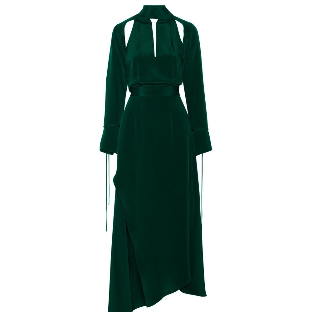 Juan Carlos Obando Long Sleeve Satin Wrap Dress